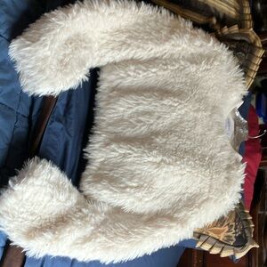 Fluffy White Faux Fur Jacket
